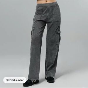 Women Gray Cargo Pants wide leg new